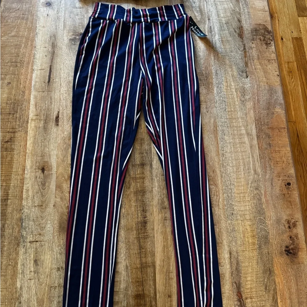 Love Nation Striped Set in Navy and Red- tube top bandeau, leggings & duster NWT - Picture 4 of 6